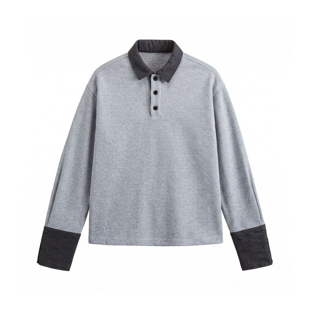 Unisex Boxy‑Polo‑Sweatshirt mit Kontrastkragen und verlängerten Ärmelbündchen Shop Nory