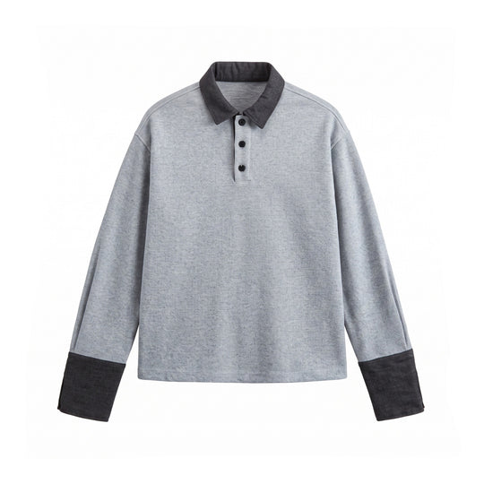 Unisex Boxy‑Polo‑Sweatshirt mit Kontrastkragen und verlängerten Ärmelbündchen Shop Nory