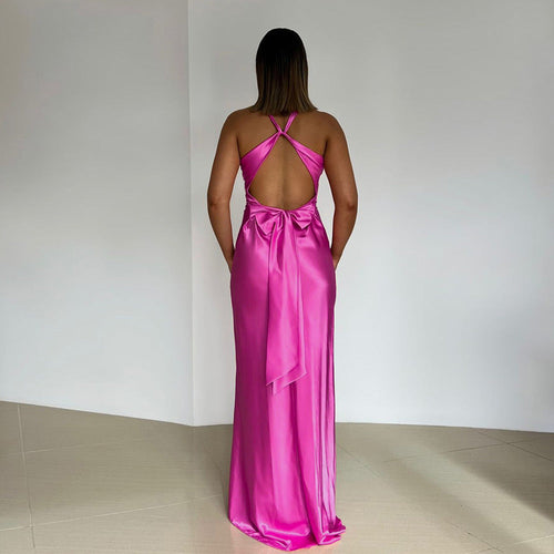 Persönlichkeit Slim Fit Satin Kleid Damen