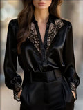 Damen elegante Bluse mit romantischen Spitzenakzenten