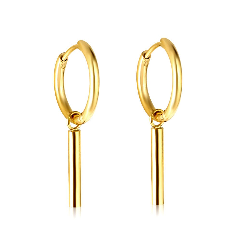 Damen Hängende Ohrstecker aus goldplattiertem Edelstahl mit elegantem Stabdesign Shop Nory