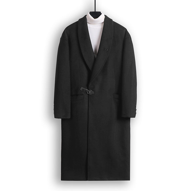 Herren Bodenlanger Wollmix-Mantel mit weitem Schalkragen und dekorativem Knebelverschluss Shop Nory
