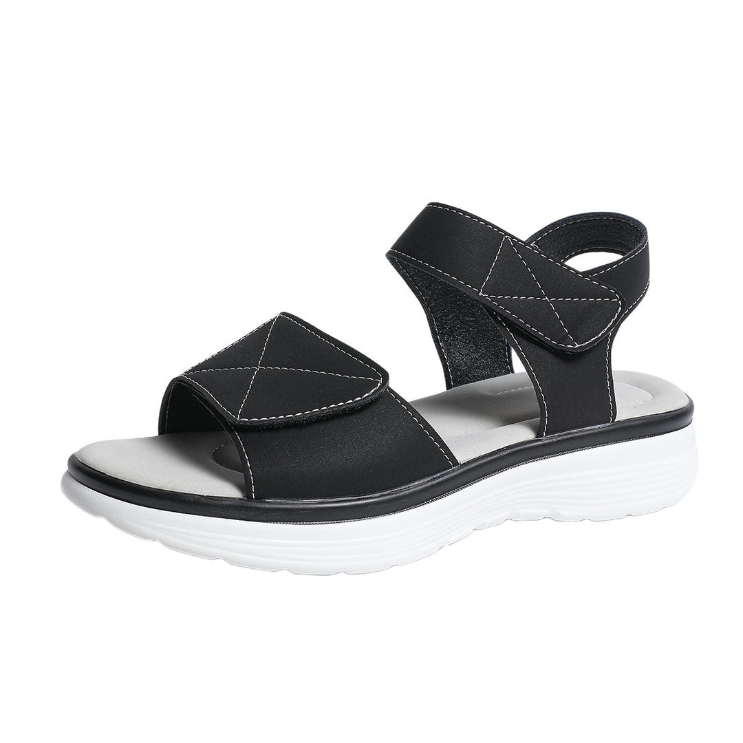 Damen Komfortable Sandalen mit elastischen Klettverschlüssen und Fußbett
