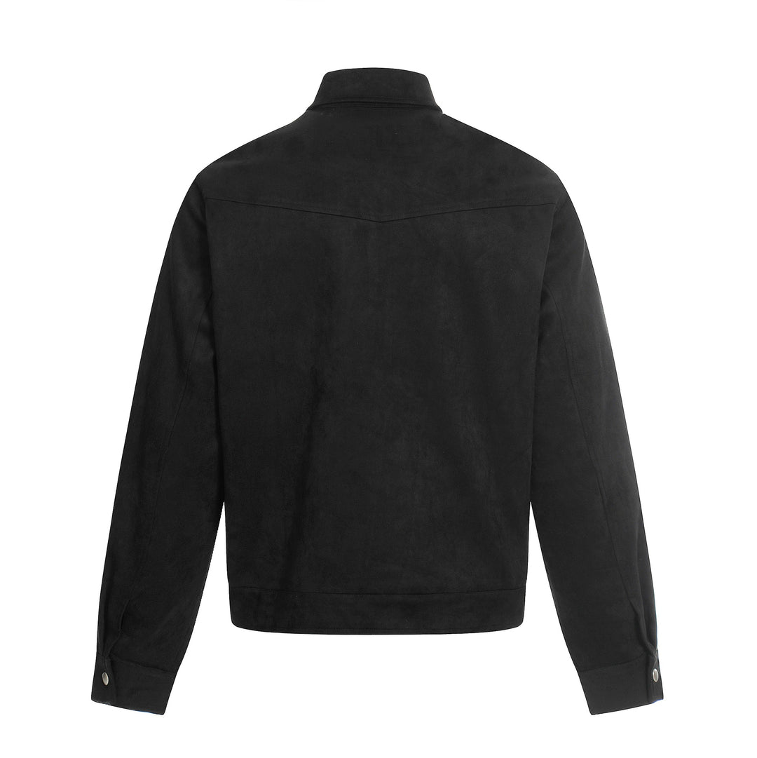 Herren Kurz geschnittener Veloursleder-Blouson mit Stehkragen, Zierstickerei und Knebelverschluss Shop Nory