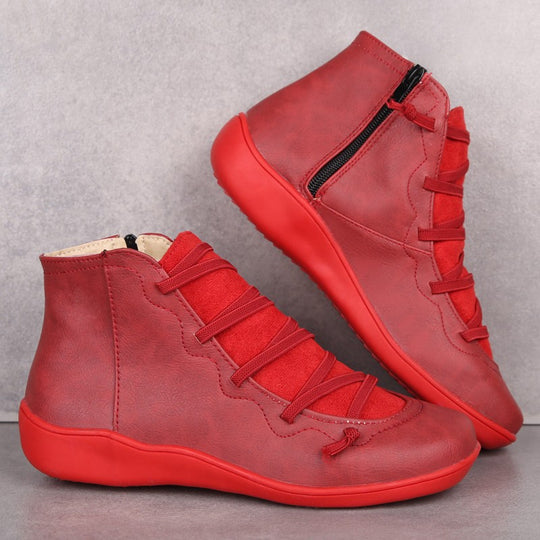 Damen Knöchelhohe Komfort-Boots mit elastischer Zier-Schnürung und seitlichem Reißverschluss Shop Nory