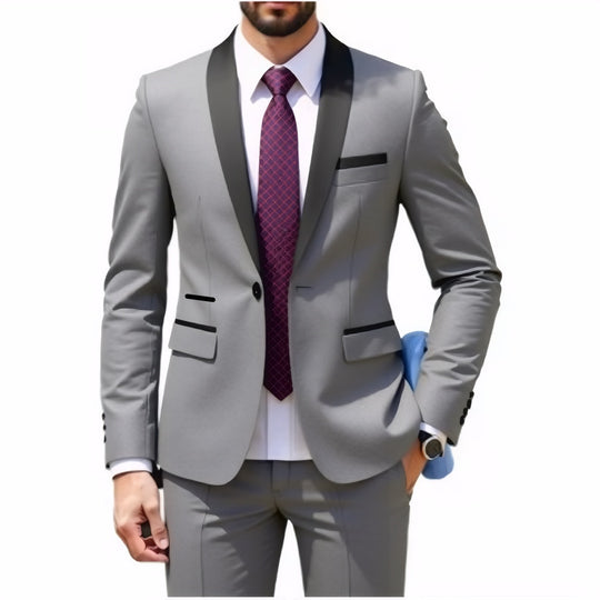 Herren Schmal geschnittener Smokinganzug mit Schalkragen und Ein-Knopf-Sakko Shop Nory