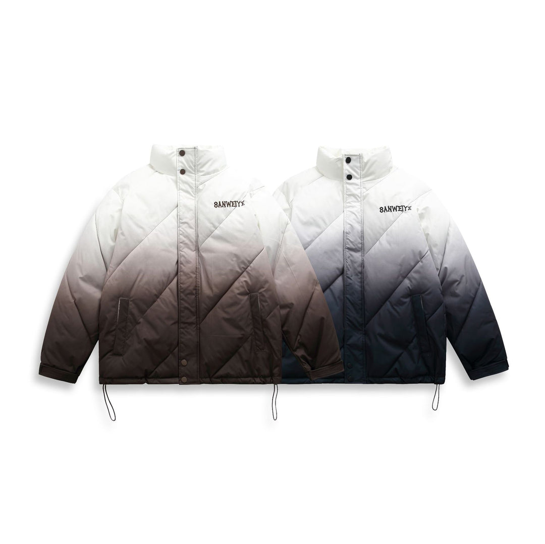 Unisex Kurz geschnittene wattierte Jacke mit Ombre‑Verlauf und diagonal gesteppter Struktur Shop Nory