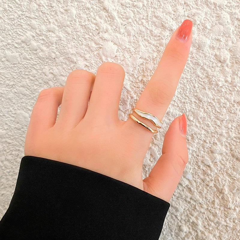 Damen Geometrischer Silberring mit fließendem Design Shop Nory