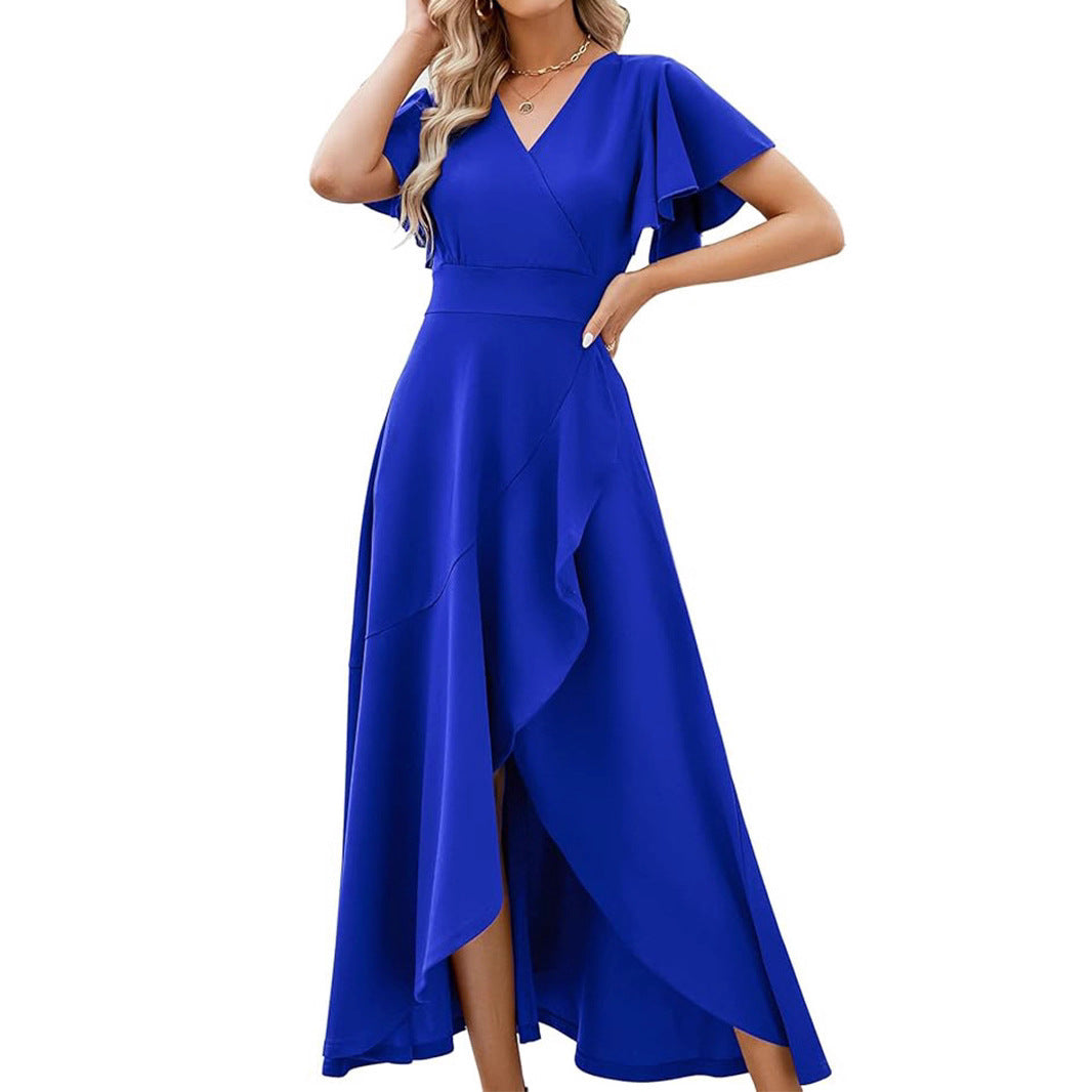 Damen Elegantes Maxikleid mit fließendem Rock und Rüschendetails