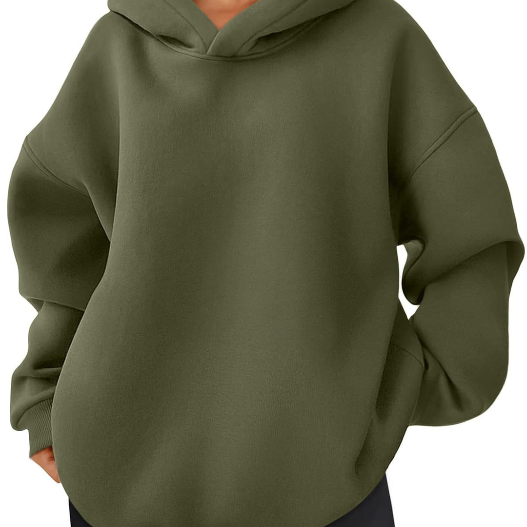 Damen nan kastiger Kapuzenpullover mit doppellagiger Kapuze, überschnittener Schulter und längerem Rückenteil Shop Nory