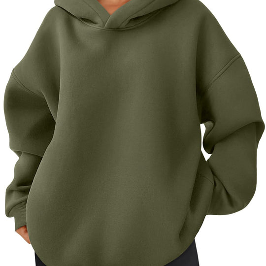Damen nan kastiger Kapuzenpullover mit doppellagiger Kapuze, überschnittener Schulter und längerem Rückenteil Shop Nory