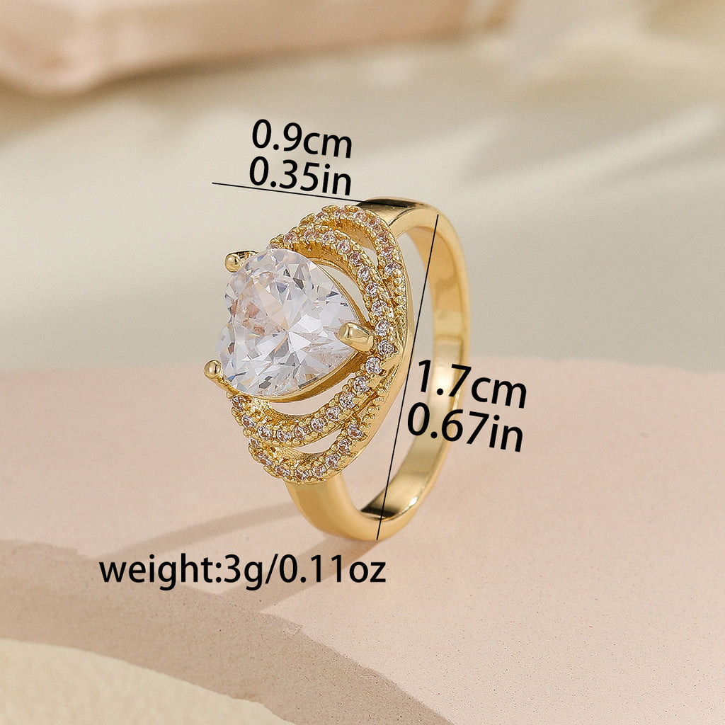 Damen herzförmiger Ring mit Zirkonia-Verzierung Shop Nory