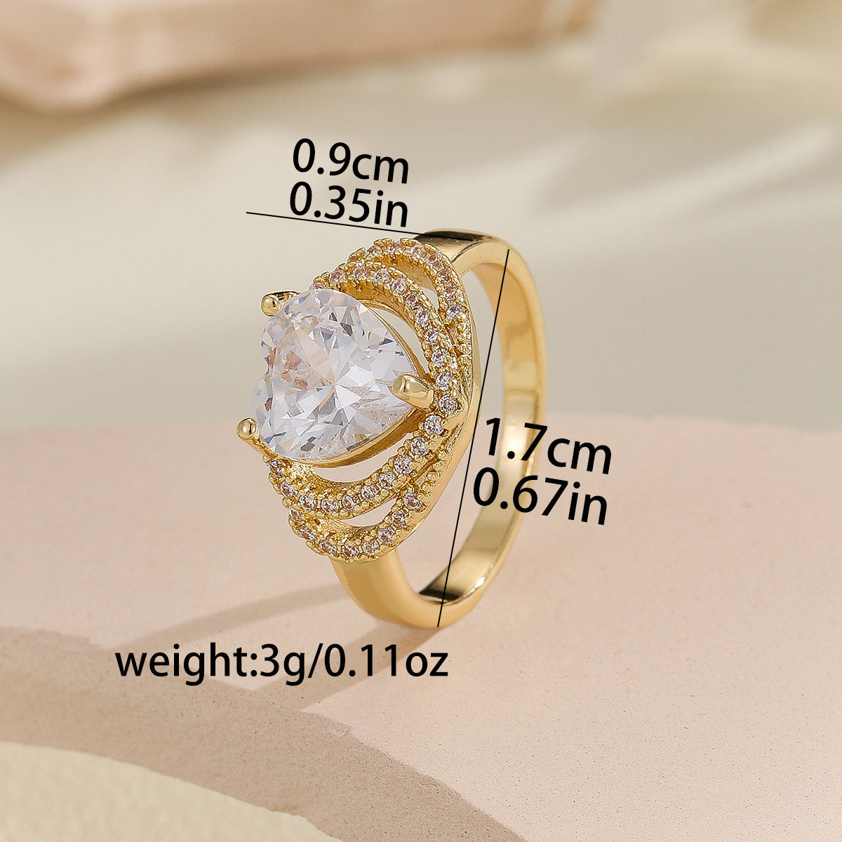 Damen herzförmiger Ring mit Zirkonia-Verzierung Shop Nory