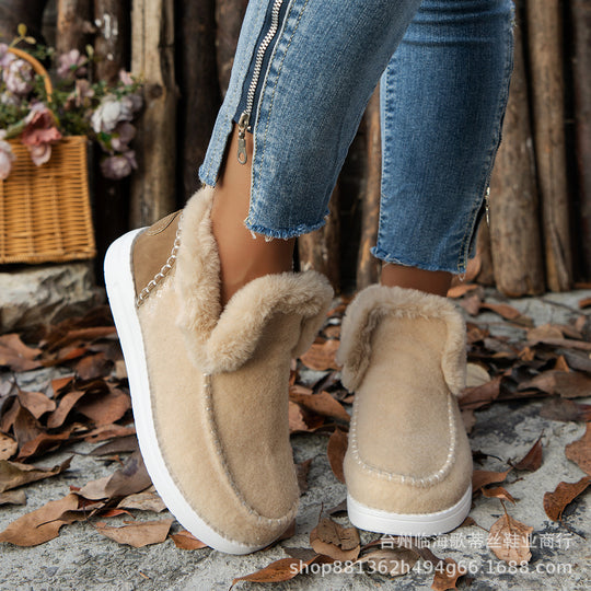 Damen Gefütterte Kurzstiefel-Hausschuhe mit Faux-Fellkragen und rutschfester Gummisohle Shop Nory