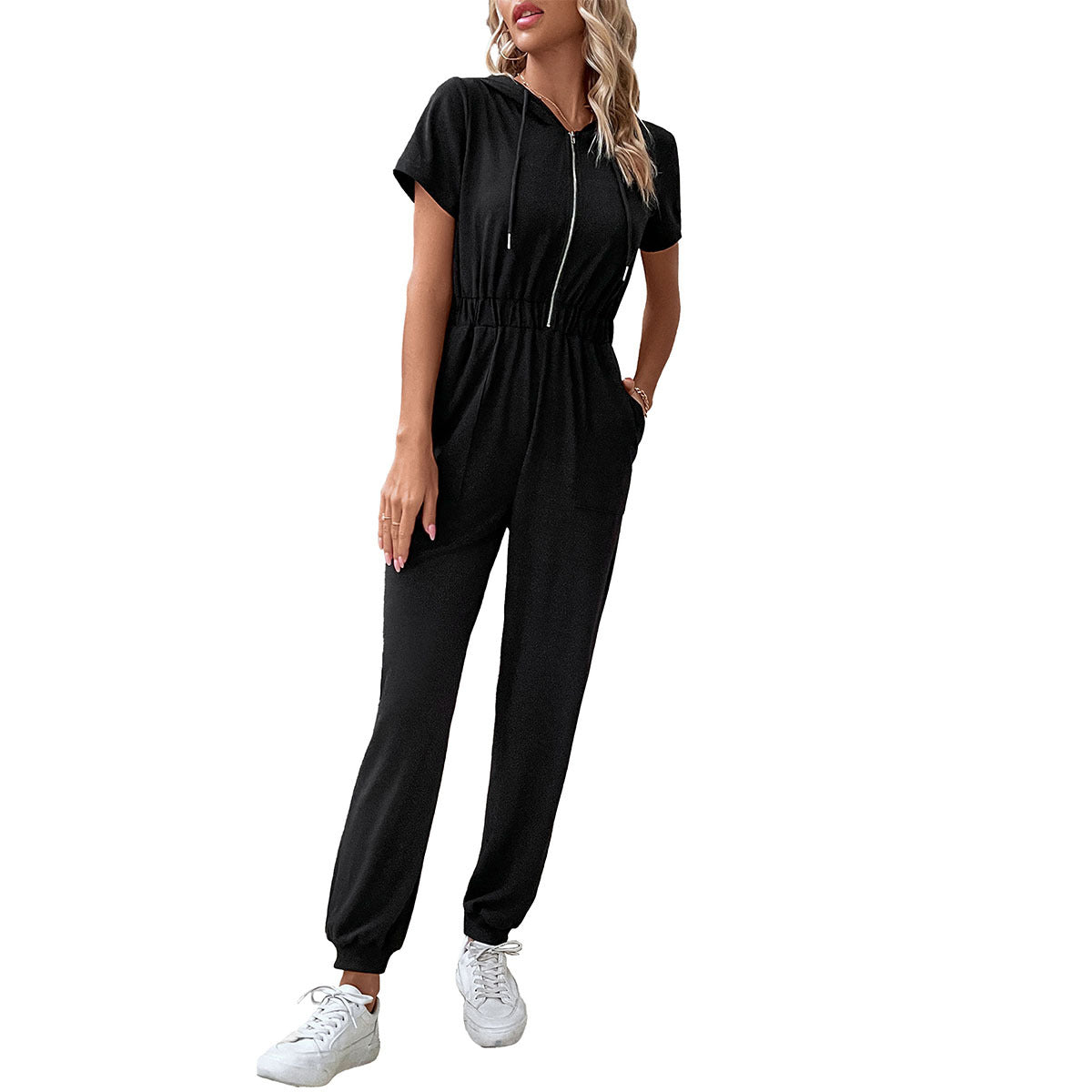 Damen Kapuzenoverall mit praktischem Reißverschluss und elastischem Bund
