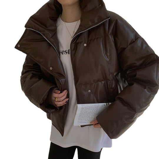 Damen Modische Lederdaunenjacke Shop Nory