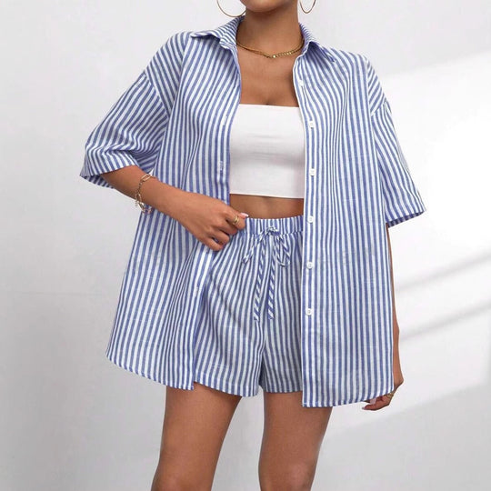 Damen lässiges Hemd und Shorts Set