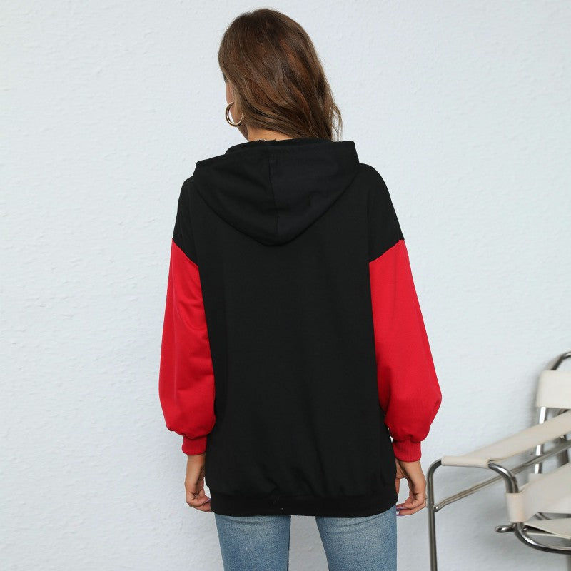 Damen Oversize Kapuzenpullover mit Blockingärmeln und Boston-Frontprint Shop Nory