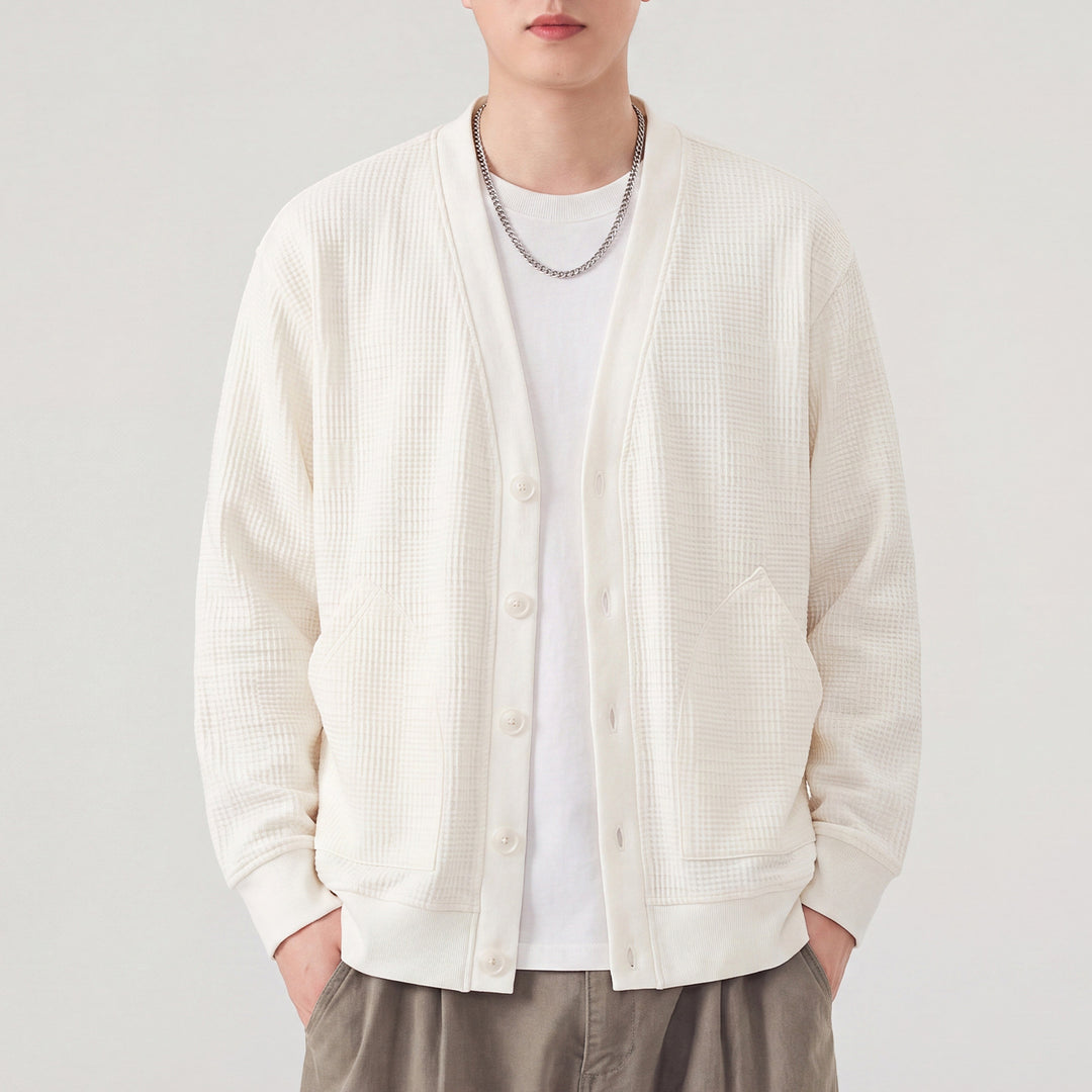 Herren Strukturstrick-Cardigan mit V-Ausschnitt und aufgesetzten Taschen Shop Nory