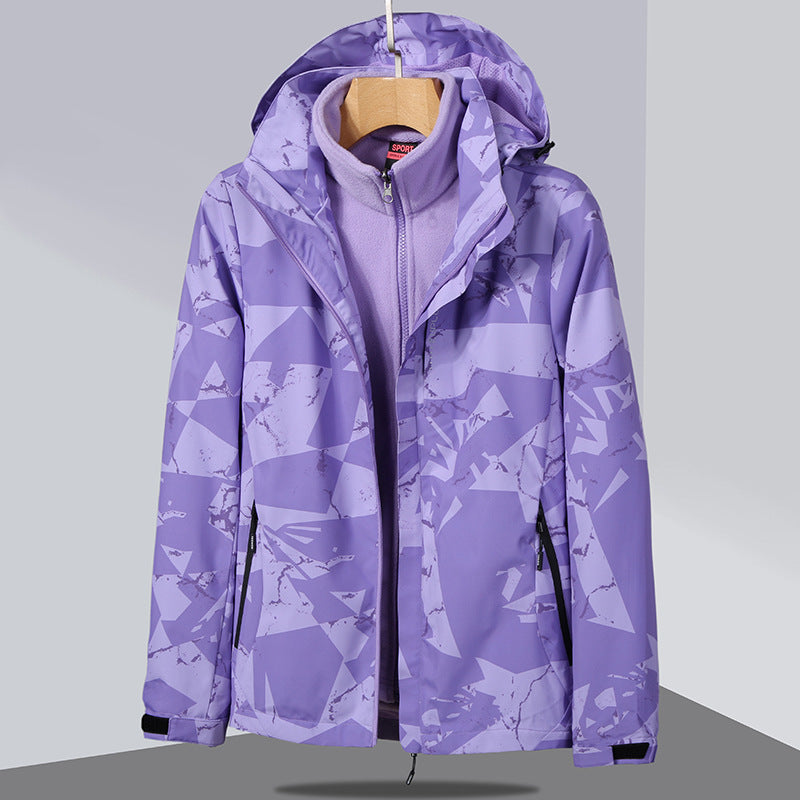 Damen zweilagige Softshelljacke mit abnehmbarer Fleece-Innenjacke und Kapuze Shop Nory