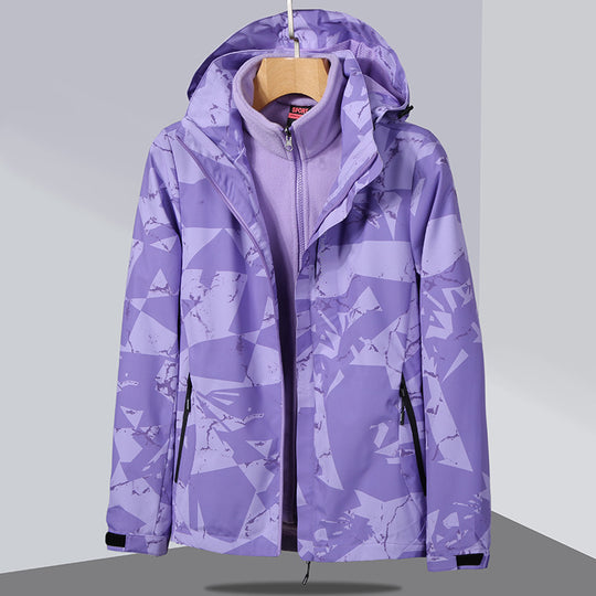 Damen zweilagige Softshelljacke mit abnehmbarer Fleece-Innenjacke und Kapuze Shop Nory