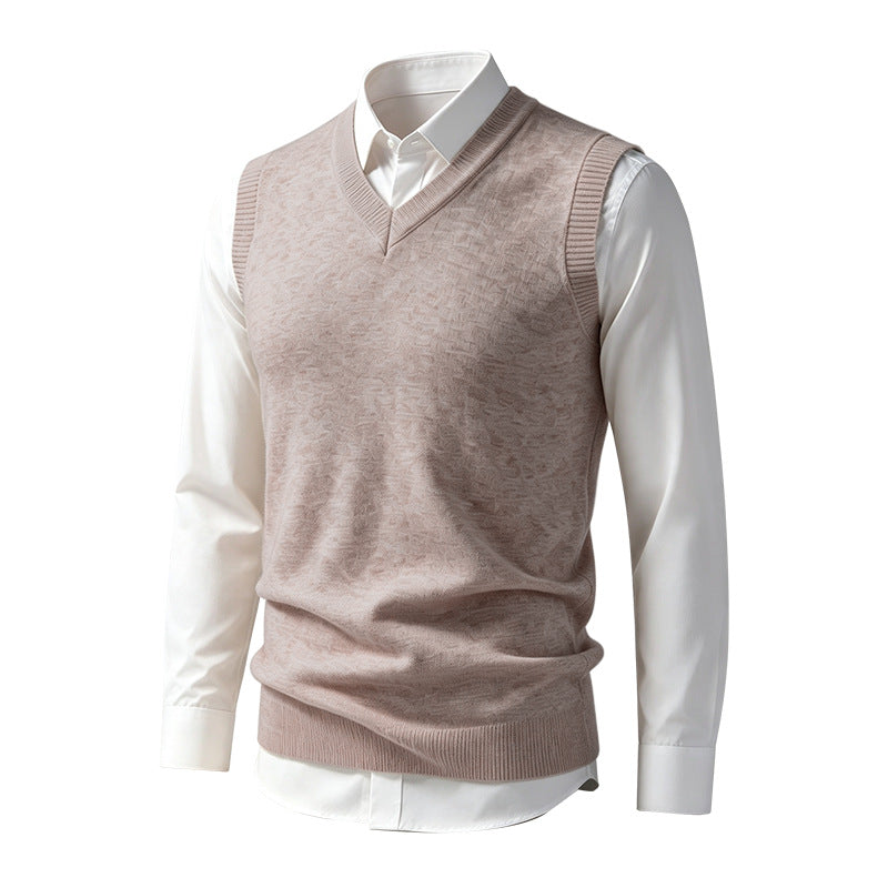 Herren Ärmellose Feinstrick V‑Ausschnitt Weste mit geripptem Saum Shop Nory