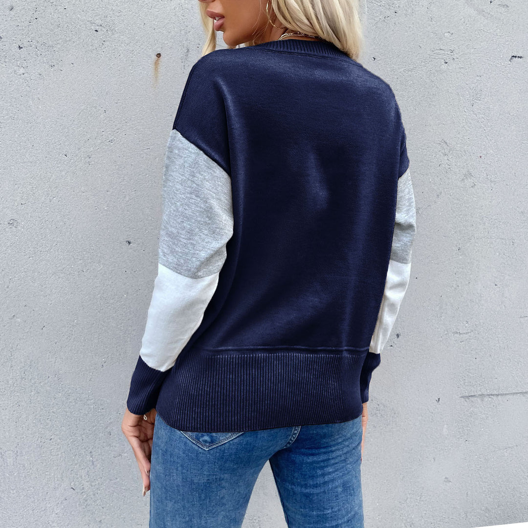 Damen Legerer Feinstrick-Pullover im Blockkaro mit geripptem Saum und lässiger Passform Shop Nory