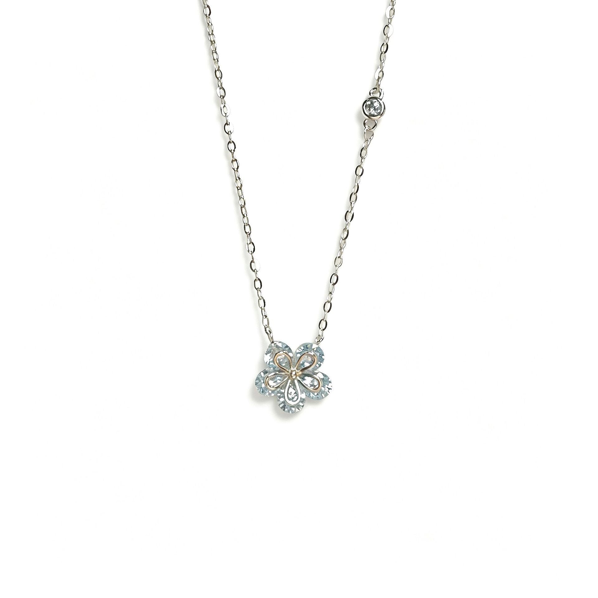 Damen elegante Halskette mit floralem Anhänger und Zirkonia Shop Nory