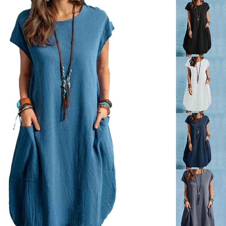 Damen luftiges Sommerkleid mit praktischen Taschen und modernem Schnitt
