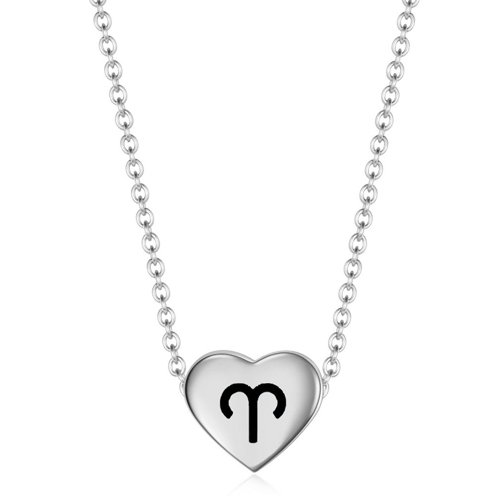 Damen Halskette mit gravierbarem Herzanhänger und astrologischem Symbol Shop Nory