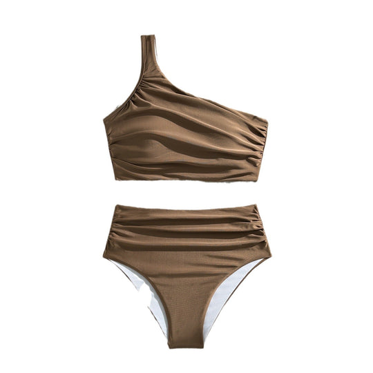 Damen Hochgeschnittenes Bade-Set mit asymmetrischem Oberteil