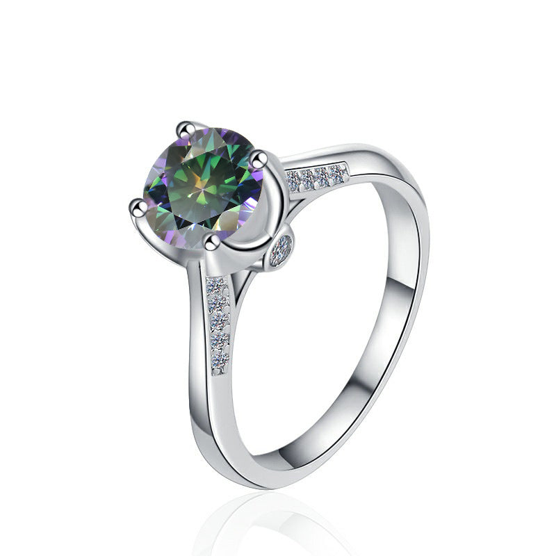 Damen Solitär ring mit strahlendem rosafarbenem Zirkonia und elegantem Besatz Shop Nory