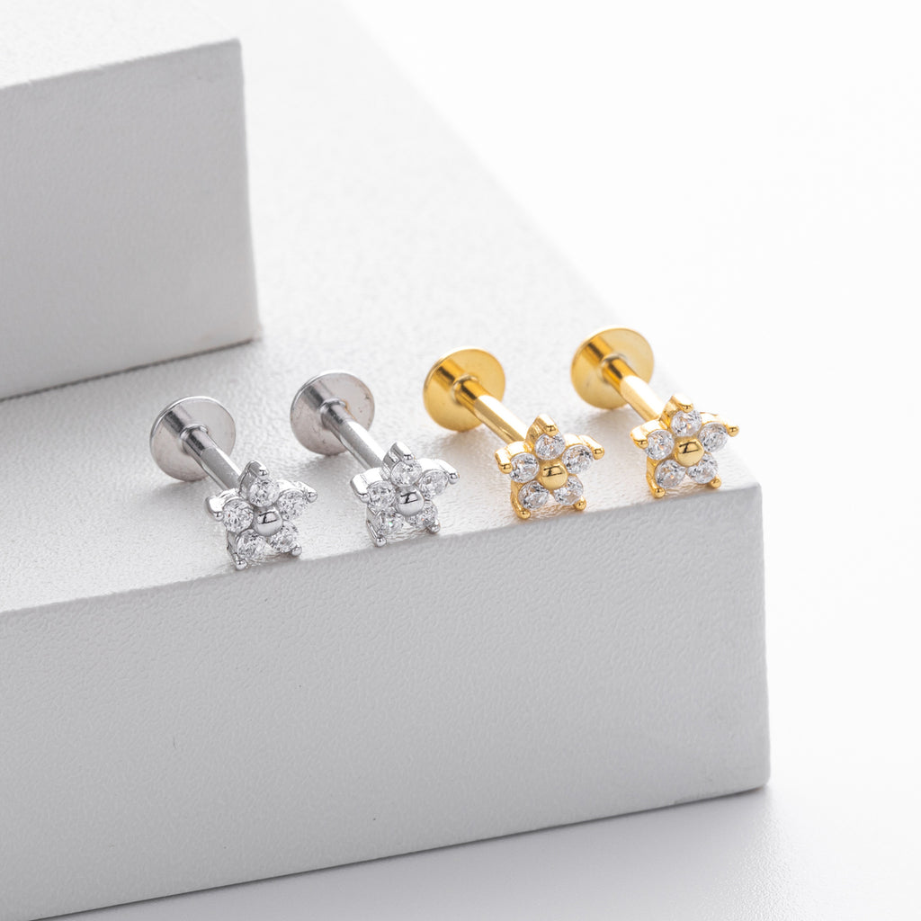 Damen Ohrstecker mit floralem Design aus hochwertigem 925 Sterling Silber und funkelnden Zirkonsteinen Shop Nory