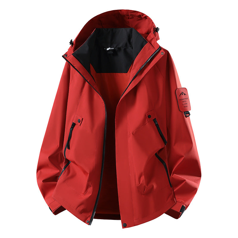 Herren Zwei-in-eins Wetterschutzjacke mit abnehmbarer Steppweste und verstellbarer Kapuze Shop Nory