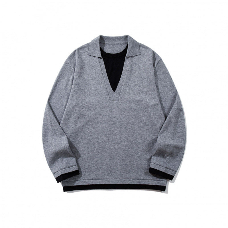 Unisex Oversize-Strickpullover mit offenem V-Ausschnitt und Hemdkragen Shop Nory