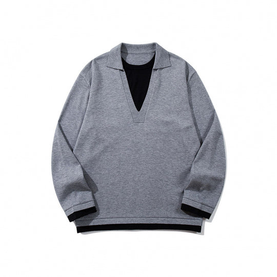 Unisex Oversize-Strickpullover mit offenem V-Ausschnitt und Hemdkragen Shop Nory