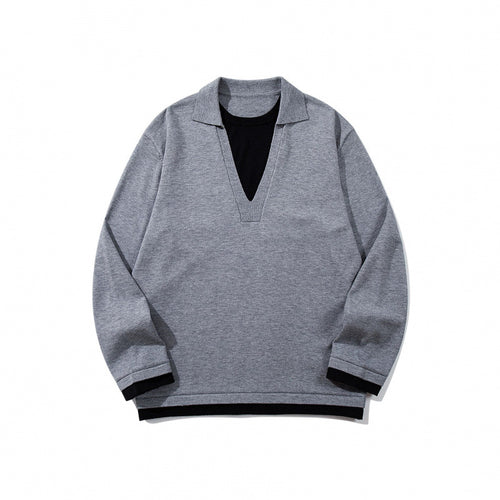 Unisex Oversize-Strickpullover mit offenem V-Ausschnitt und Hemdkragen Shop Nory