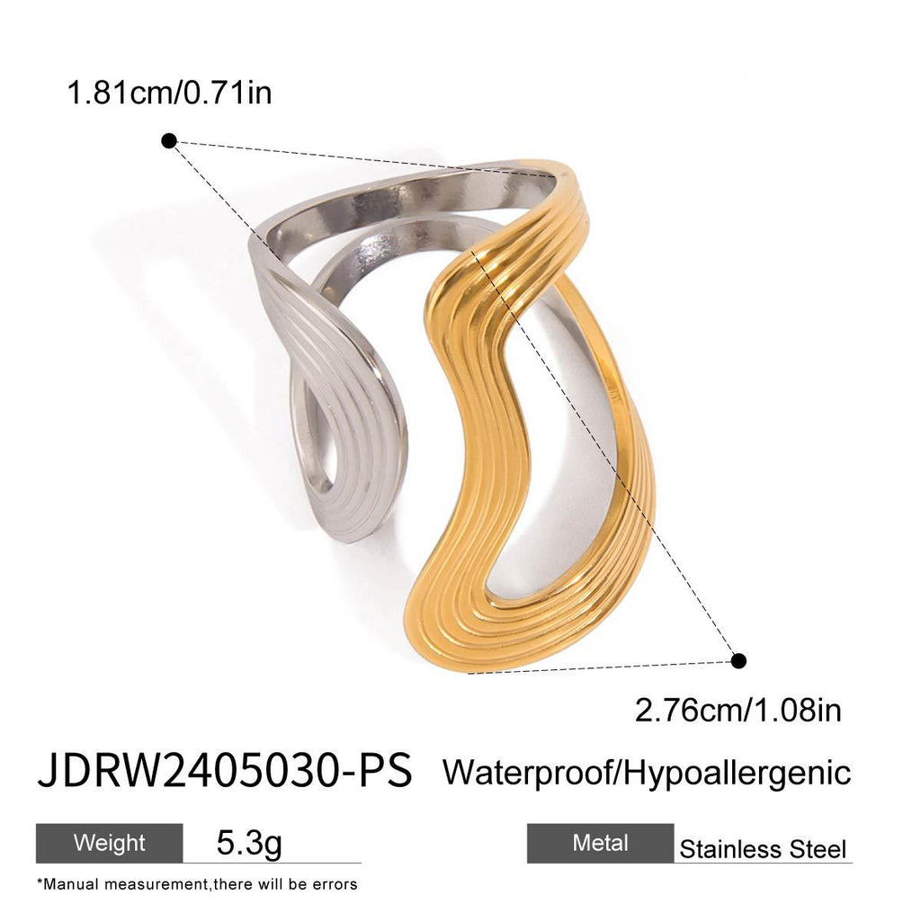 Damen Offenes Armband mit elegantem geschwungenem Design aus hypoallergenem Edelstahl Shop Nory