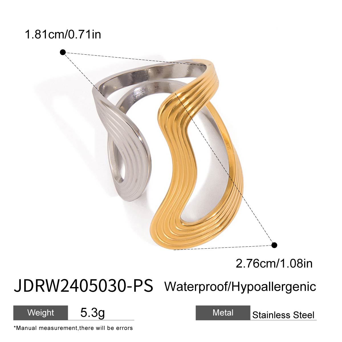 Damen Offenes Armband mit elegantem geschwungenem Design aus hypoallergenem Edelstahl Shop Nory