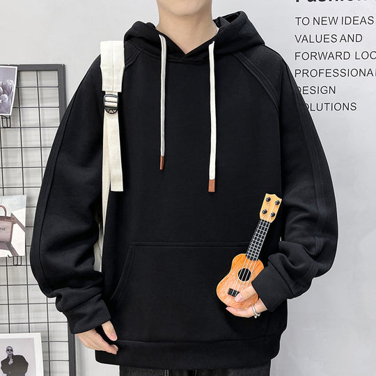 Herren Oversize Kapuzenpullover mit Kängurutasche Raglanärmeln und extra langen Kordeln Shop Nory