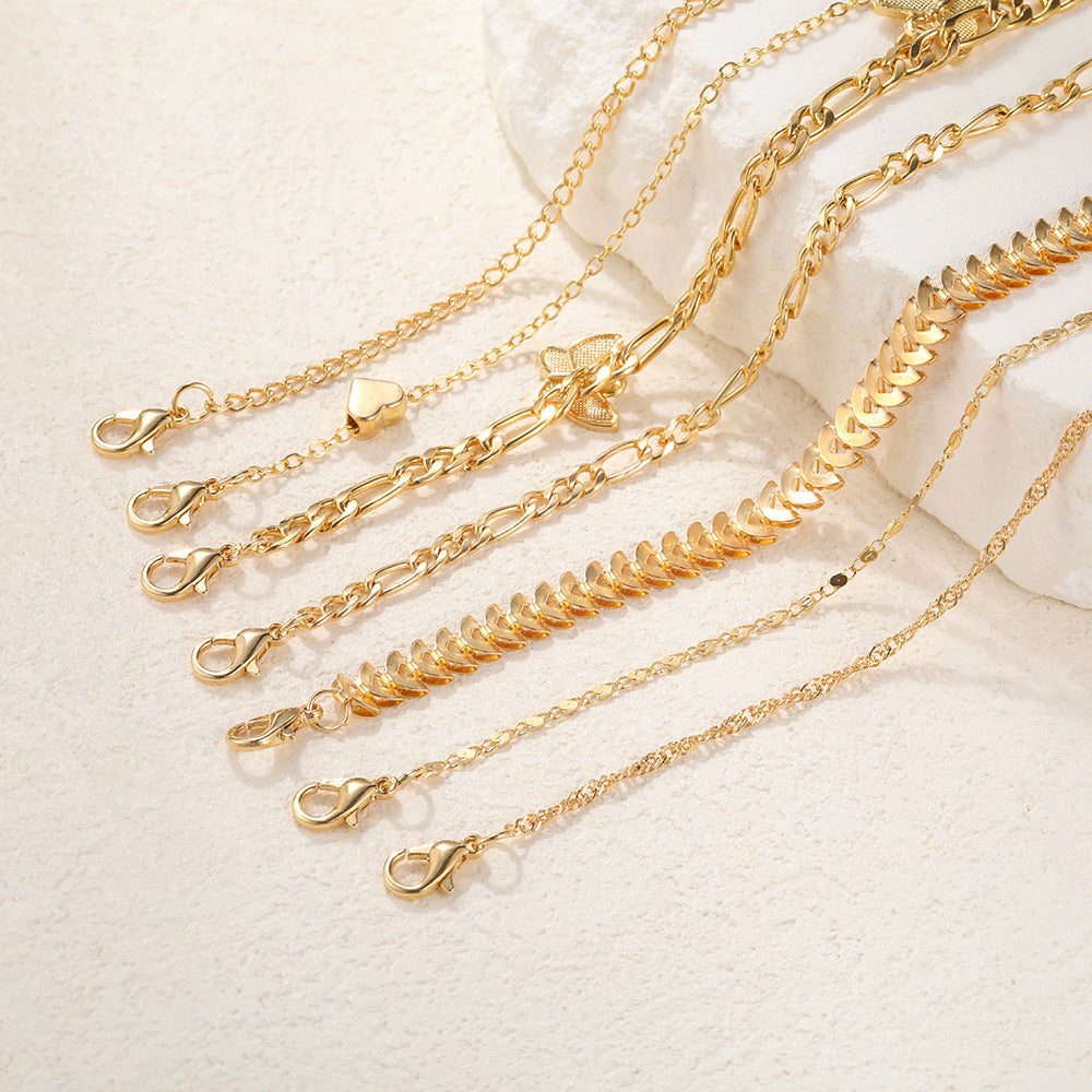 Damen Fußkettchen-Set mit eleganten Verzierungen Shop Nory