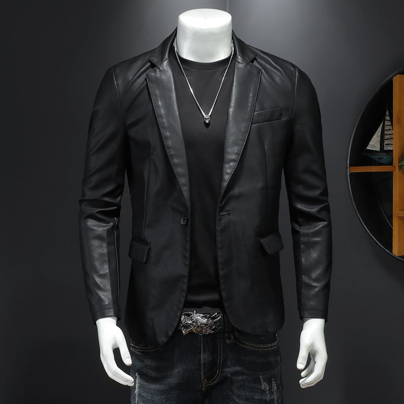 Herren Lederblazer mit schmaler Silhouette, spitzem Revers und Pattentaschen Shop Nory
