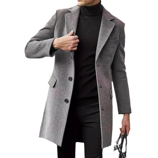 Herren nan schlanker Wollmantel mit Reverskragen und verdeckter Knopfleiste Shop Nory