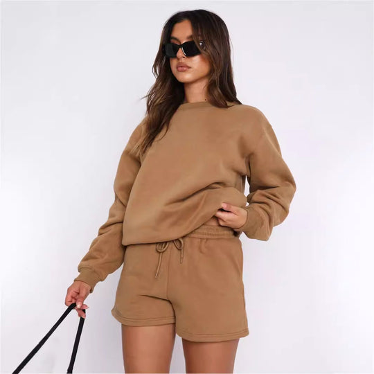 Damen Lässiges Sweater-Shorts-Set mit hohem Tragekomfort