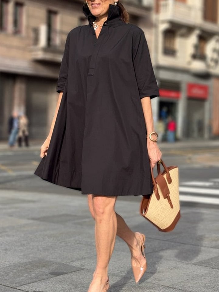 Damen Hemdblusenkleid in A-Linie von