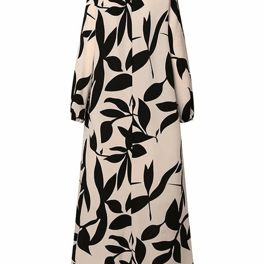 Damen Maxikleid mit lockerem A-Linien-Schnitt, weitem Fall und auffälligem Blattprint Shop Nory