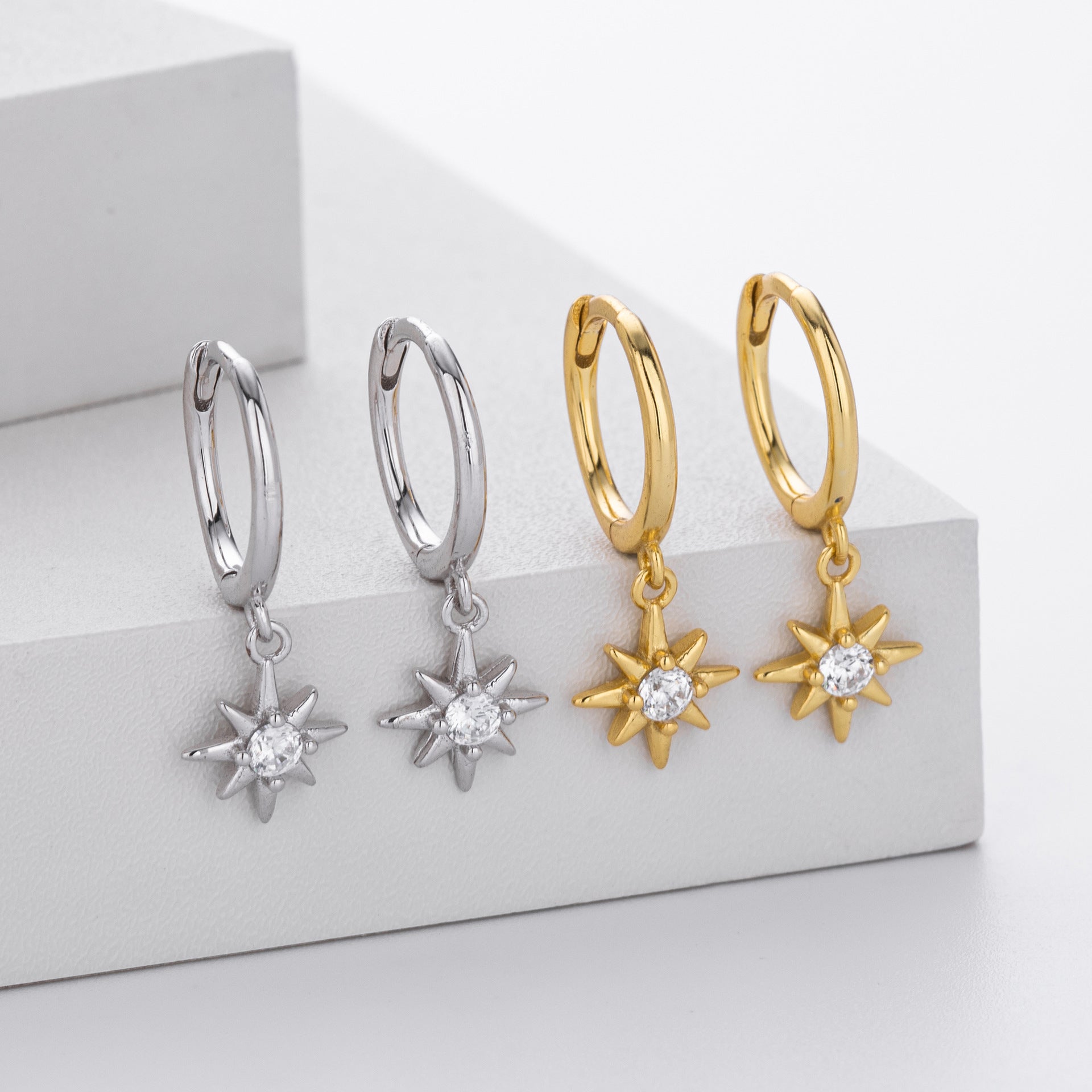 Damen Ohrhänger mit funkelndem Zirkon-Anhänger und elegantem Sternendesign Shop Nory