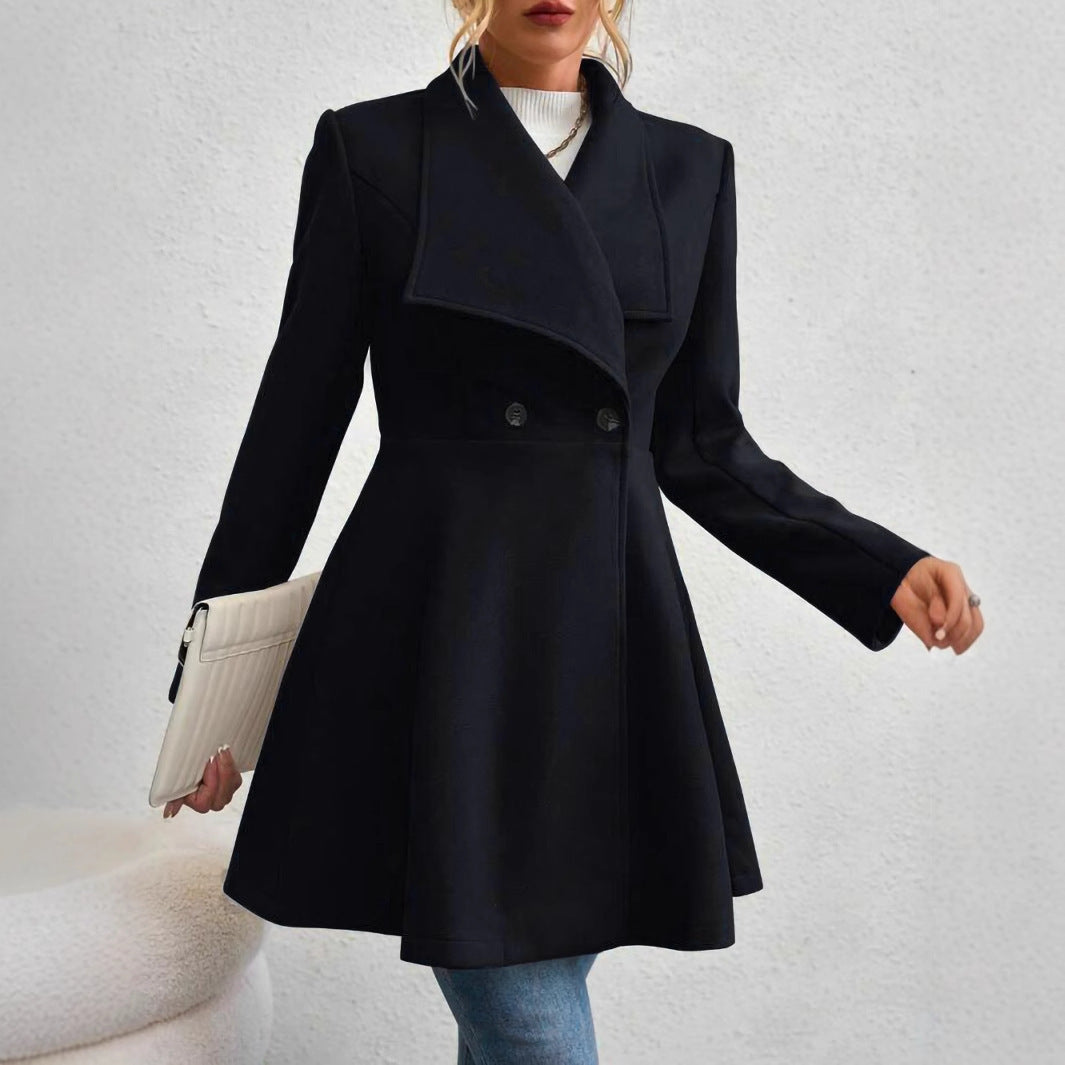 Damen Elegante Doppelreihige Wolljacke