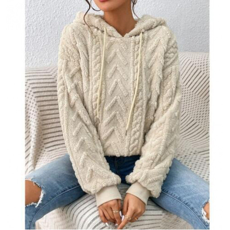Damen Flauschiger Kapuzenpullover im Zopfmuster mit Oversize-Schnitt Shop Nory