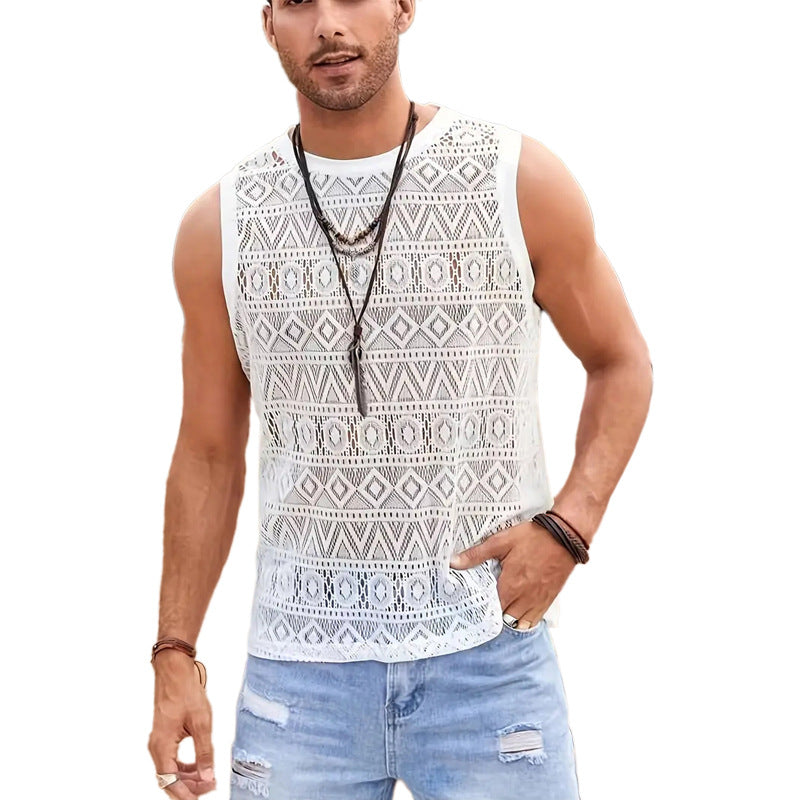 Herren Ärmelloses Netzshirt mit strukturiertem Design